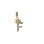 Custom Letter Crown Pendant 14K Solid Gold - 1.82 CTW
