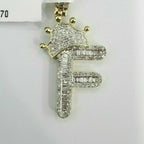 Custom Letter Crown Pendant 14K Solid Gold - 1.82 CTW