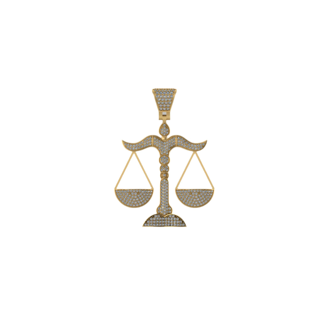 Balance Scale Diamond Pendant 14k Solid Gold - 1.88 CTW