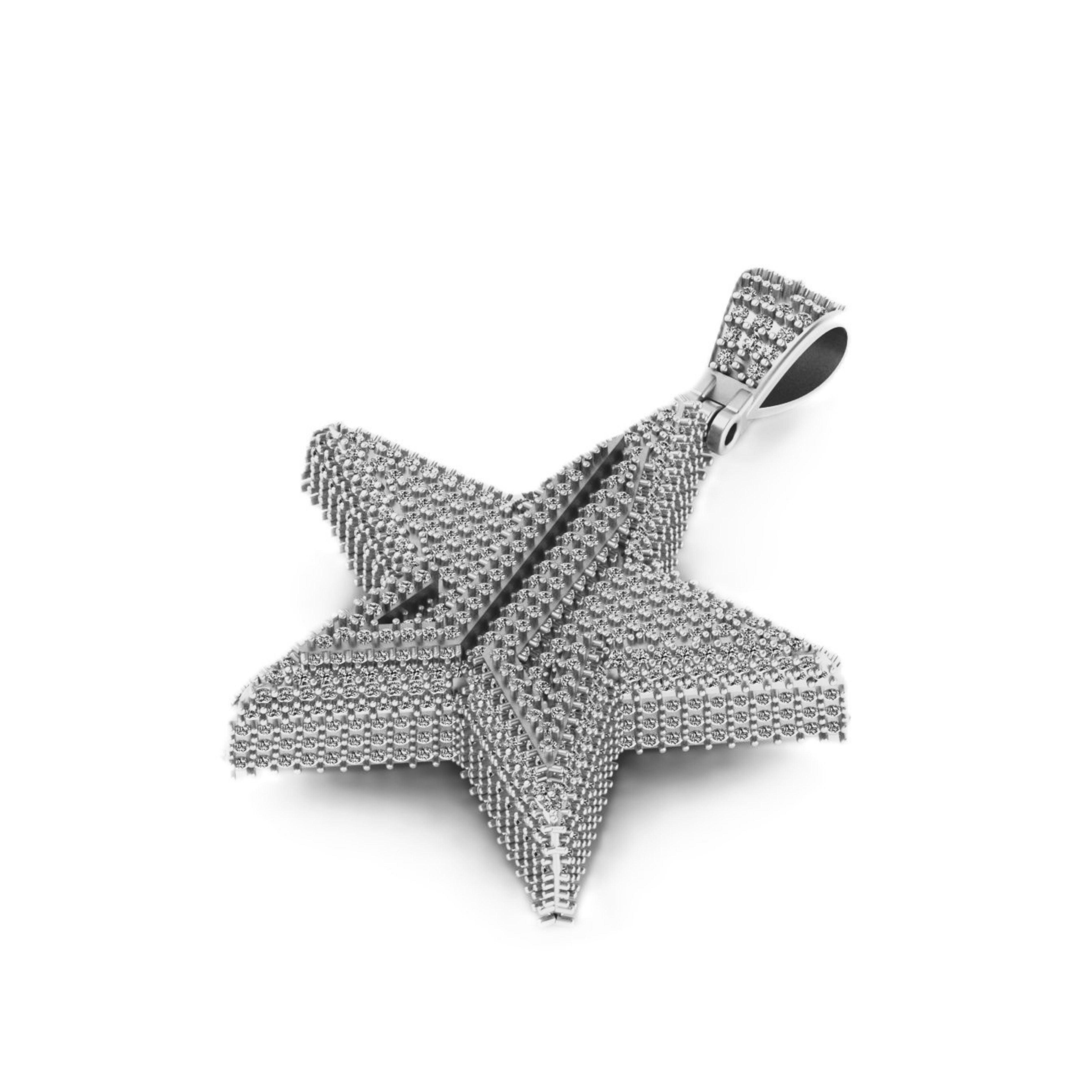 Star Shaped Diamond Pendant Gold VVS - 4.27 CTW