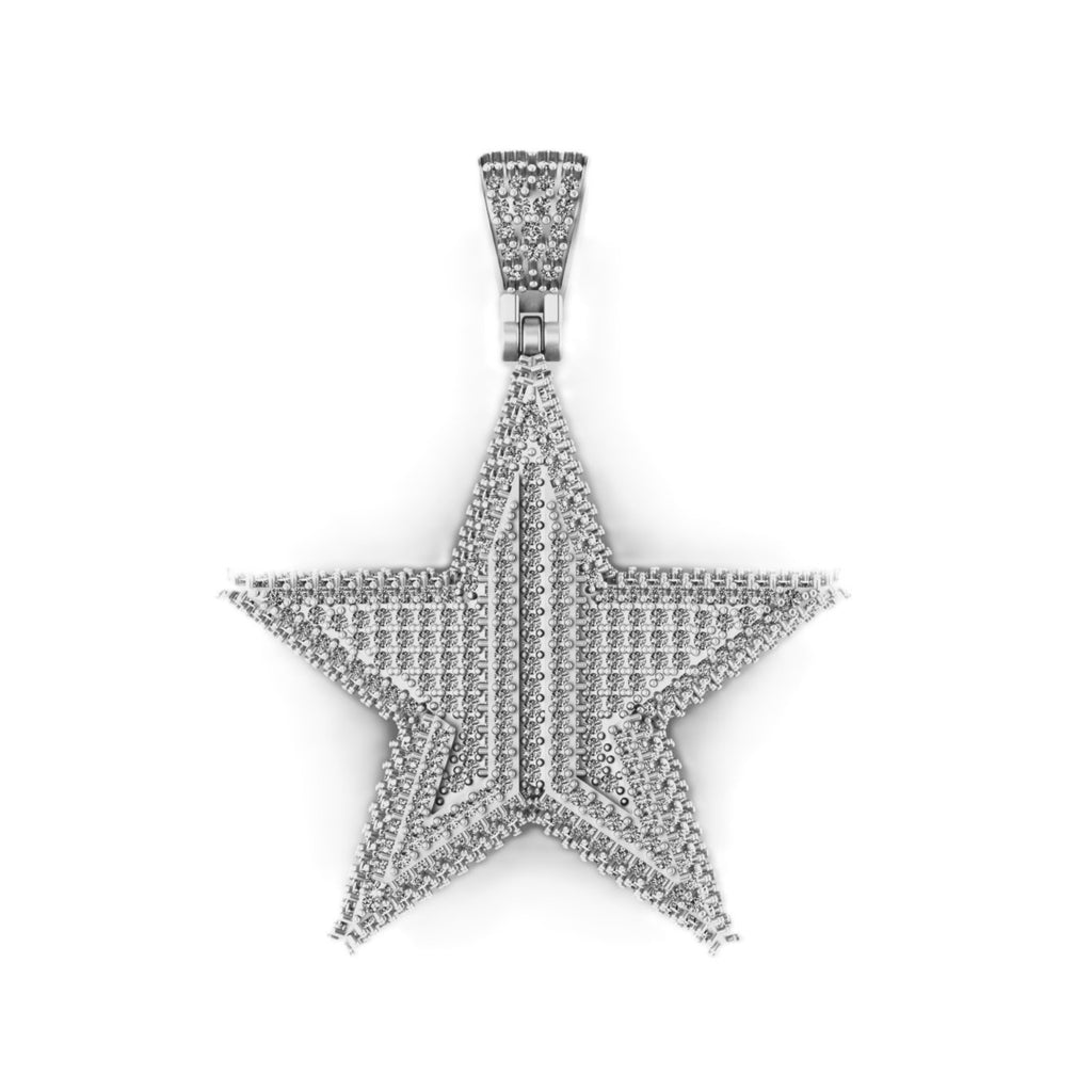 Star Shaped Diamond Pendant Gold VVS - 4.27 CTW