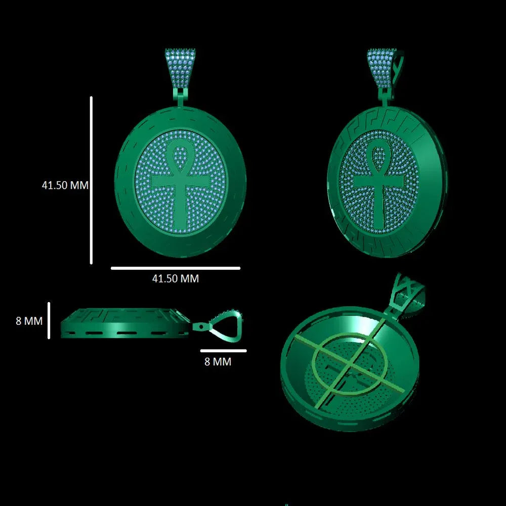 Egyptian ANKH CROSS Moissanite Pendant - 2.13 CTW