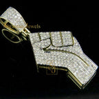 Men's FIST Pendant 14k solid gold - 1.66 CTW