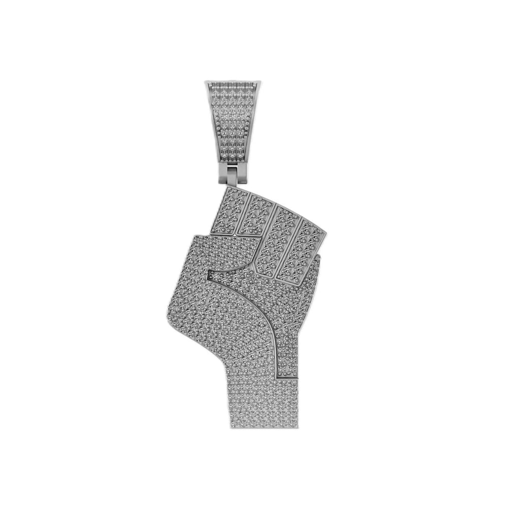 Men's FIST Pendant 14k solid gold - 1.66 CTW