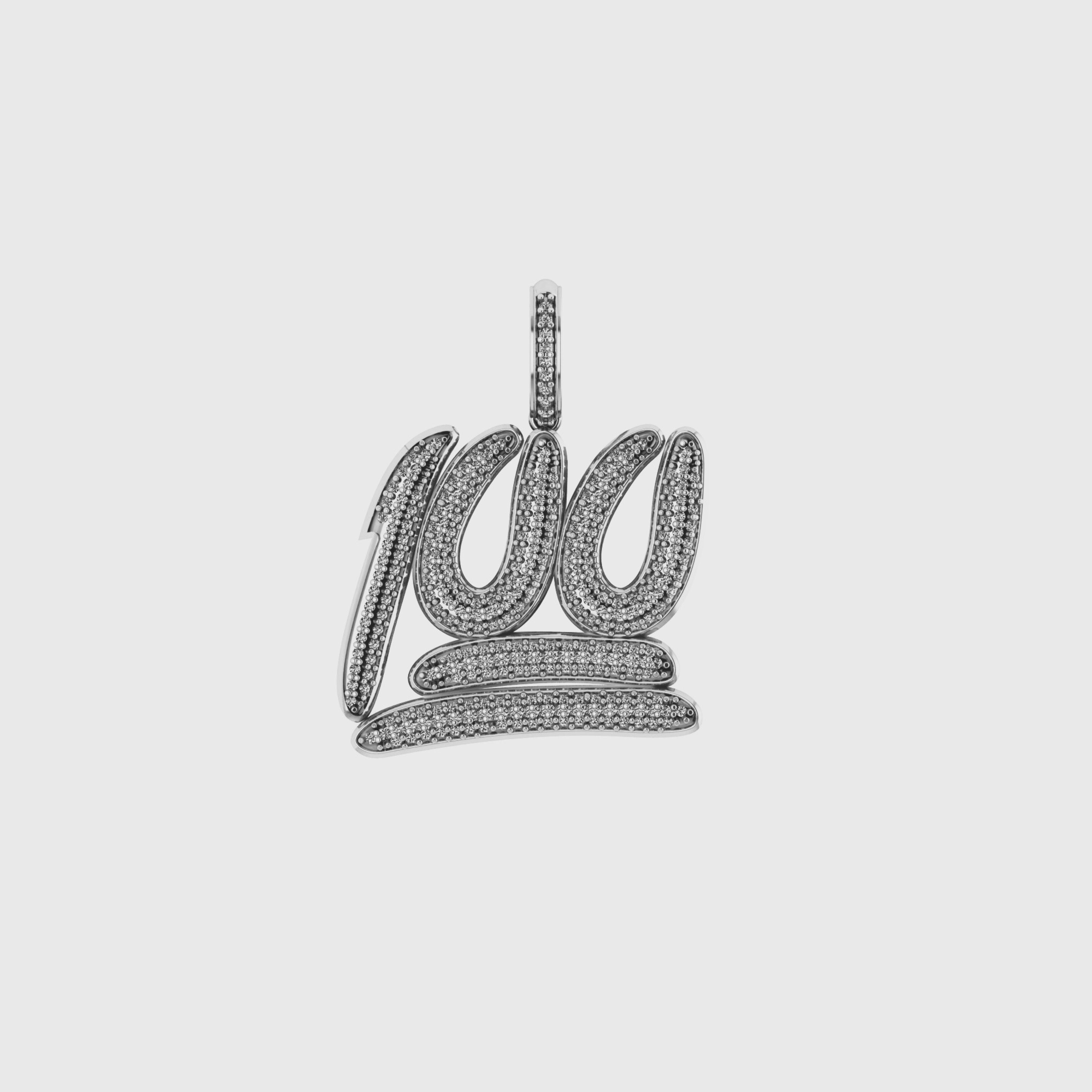 100 emoji Letter Diamond Pendant 14k Solid Gold - 3.20 CTW
