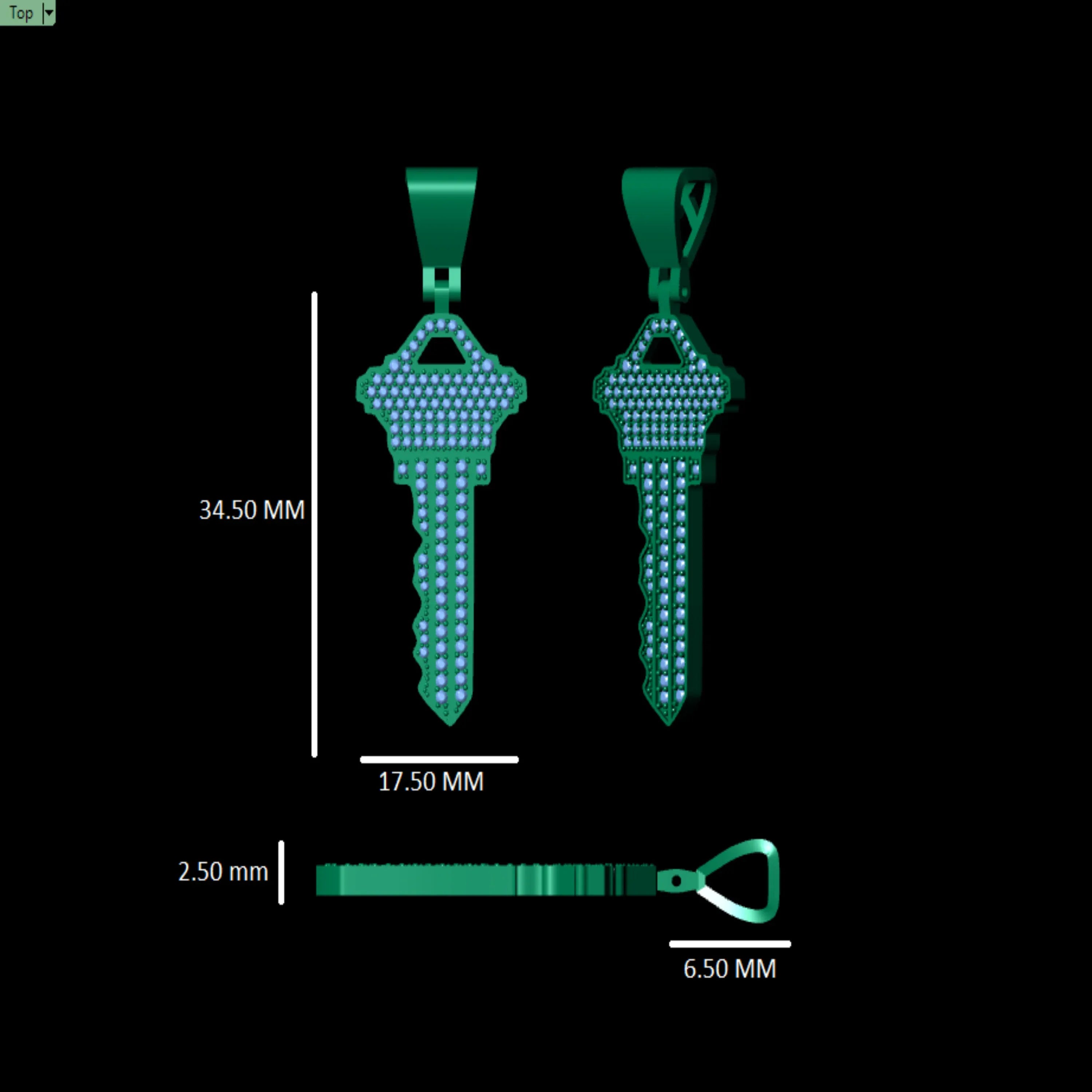 Key Diamond Pendant 10k Solid Gold - 0.75ctw