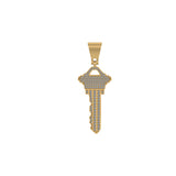 Men's Iced Out KEY Diamond Pendant with 10K Solid Gold