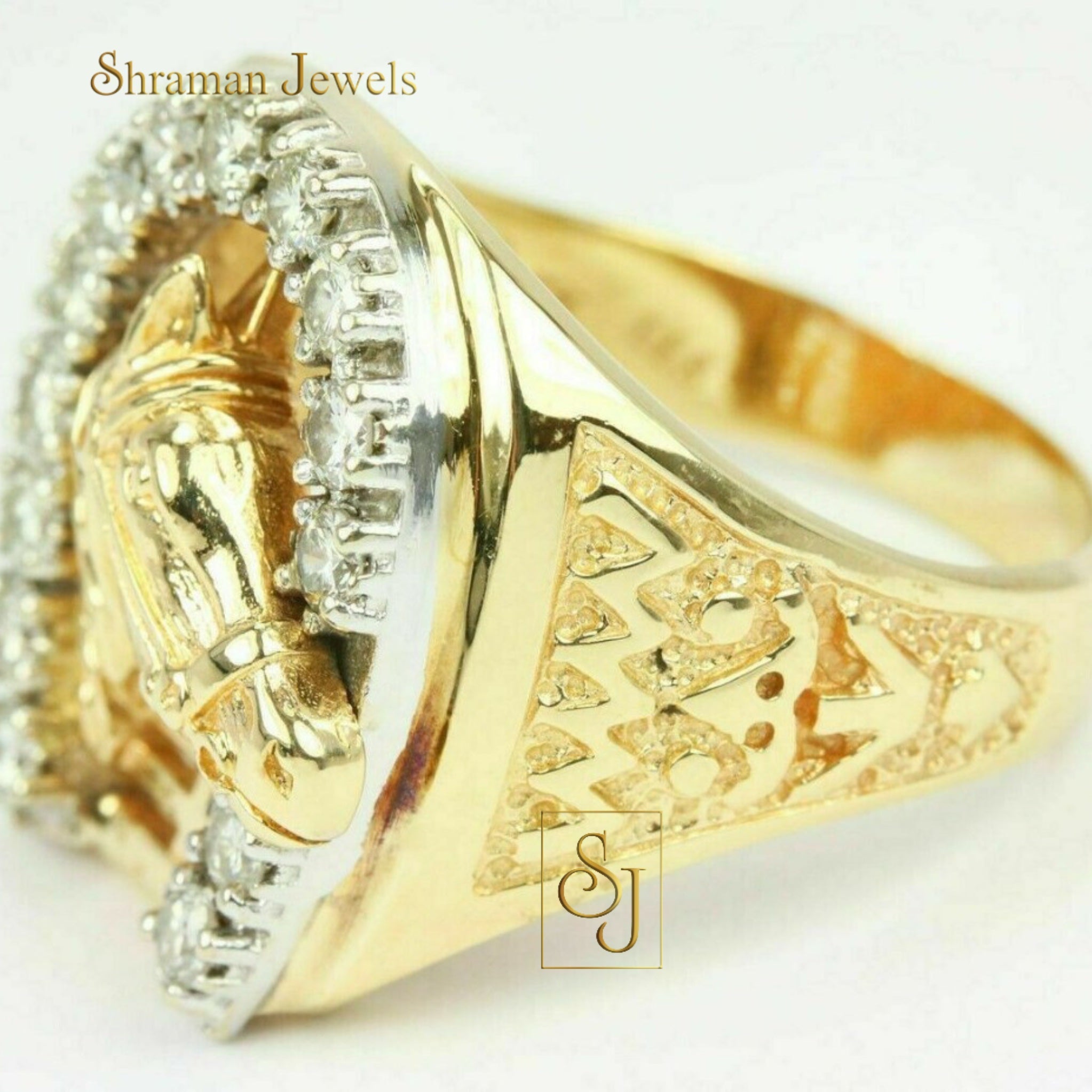 Luxury Diamond Horseshoe Ring in 14k Solid Gold