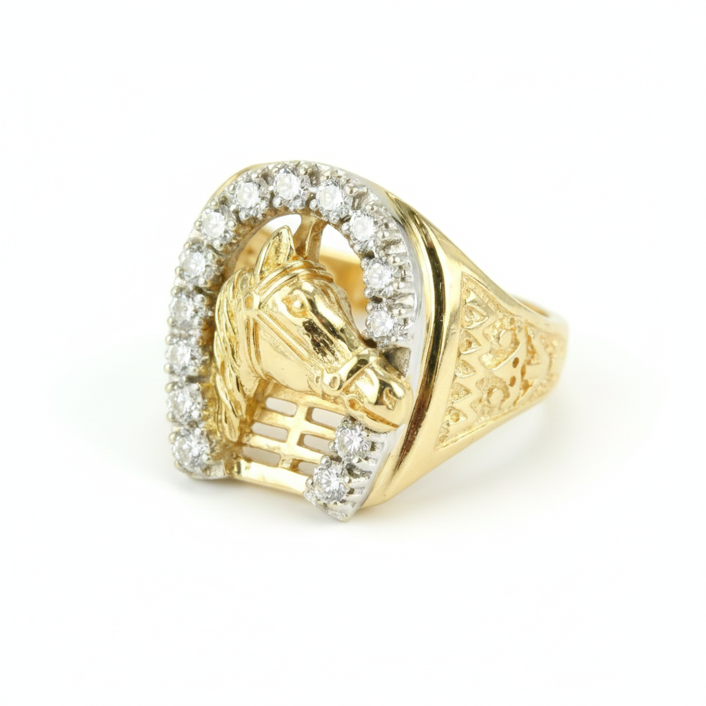 Luxury Diamond Horseshoe Ring in 14k Solid Gold