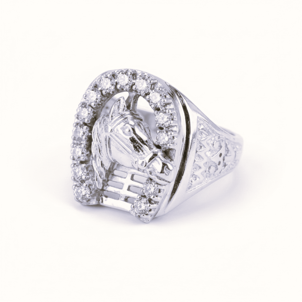 Luxury Diamond Horseshoe Ring in 14k Solid Gold