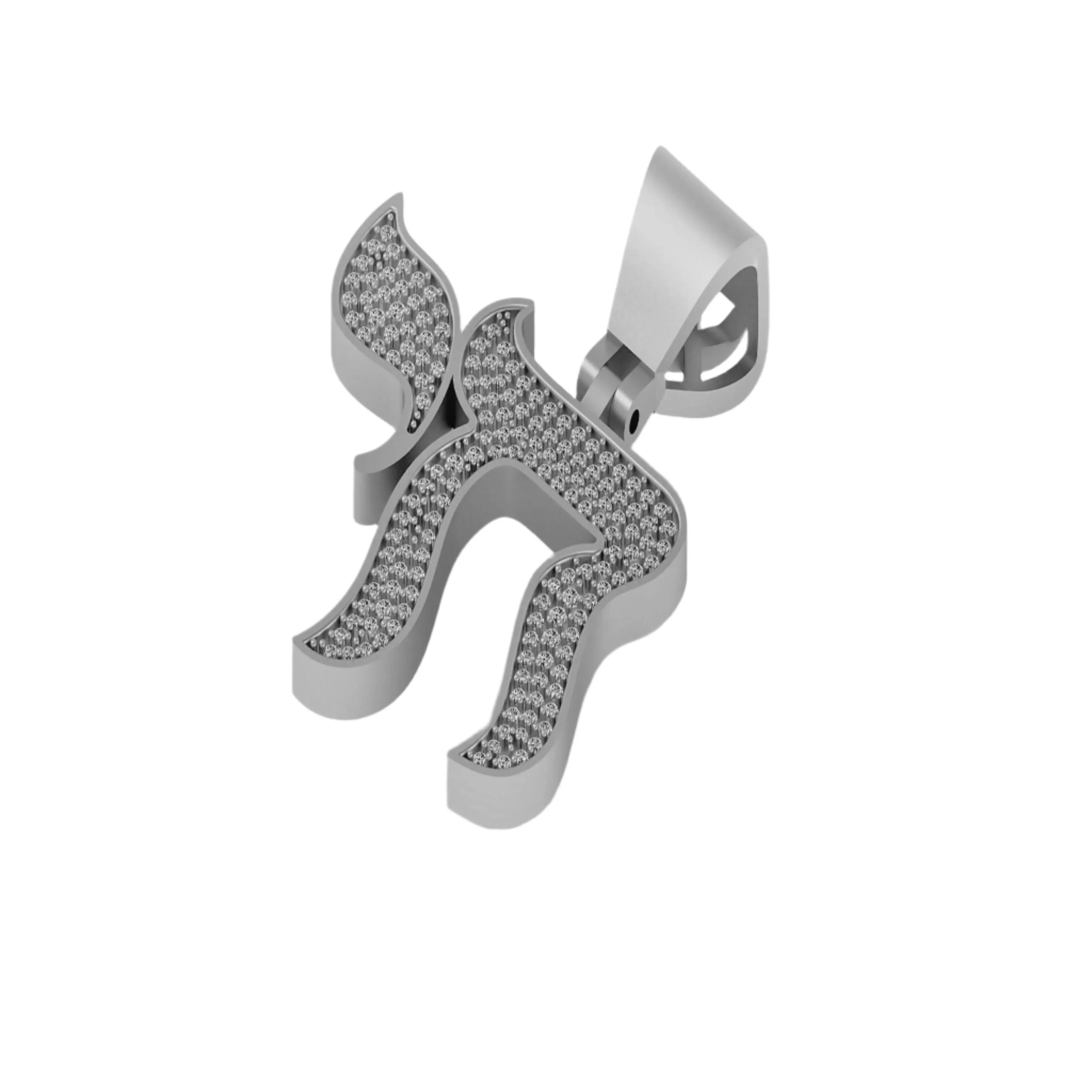 Custom CHAI Diamond Pendant 10K solid Gold - 0.91 CTW