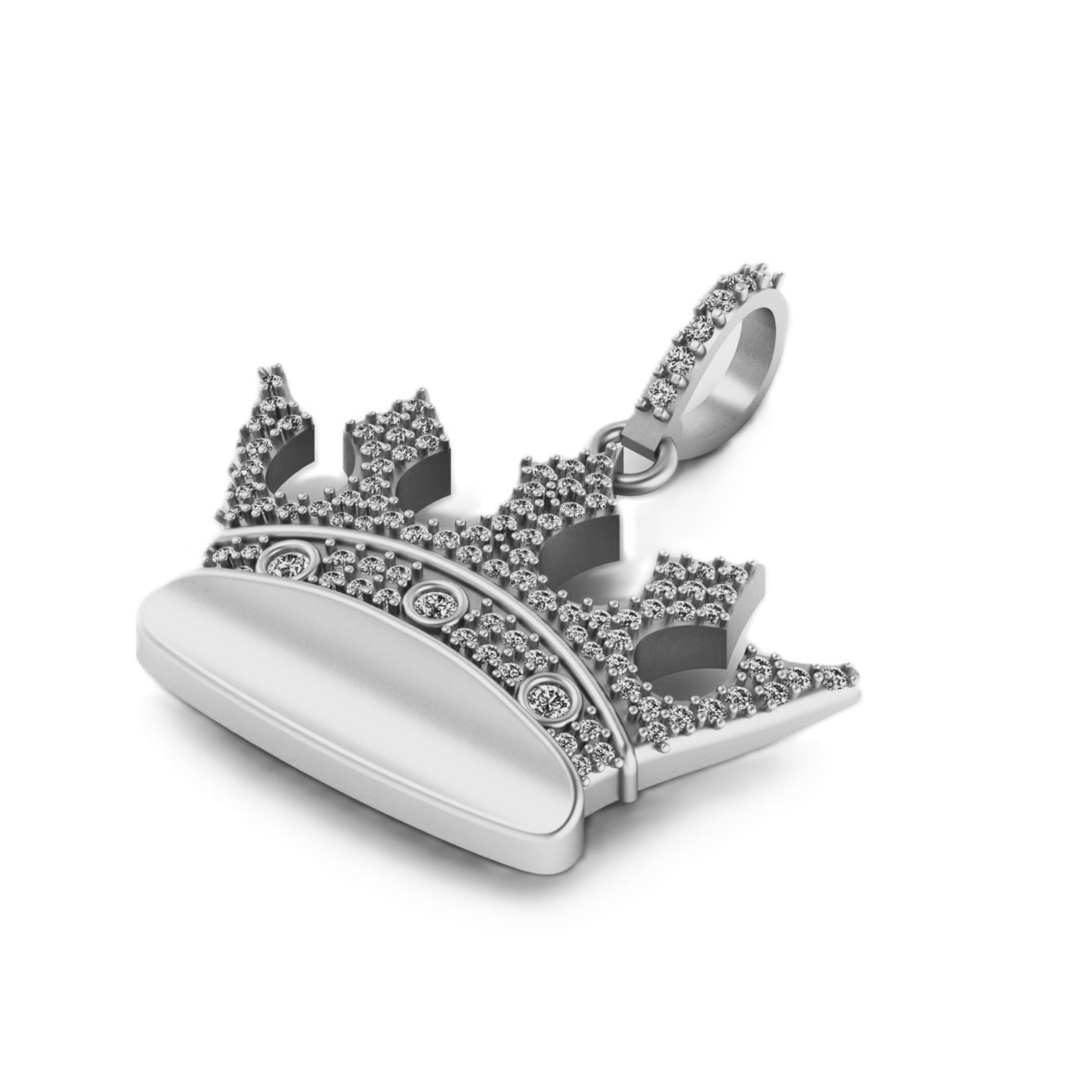 Men's Crown Pendant 14K Solid Gold - 1.11 CTW