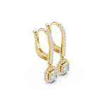 Asscher Cut VVS Diamond Gold Halo Drop Earrings