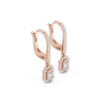 Emerald Cut VVS Diamond Gold Halo Drop Earrings