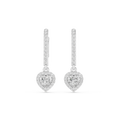 Heart Cut VVS Diamond Gold Halo Drop Earrings