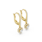 Heart Cut VVS Diamond Gold Halo Drop Earrings