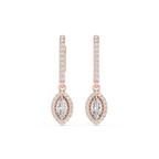 Marquise Cut VVS Diamond Gold Halo Drop Earrings