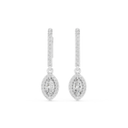 Marquise Cut VVS Diamond Gold Halo Drop Earrings