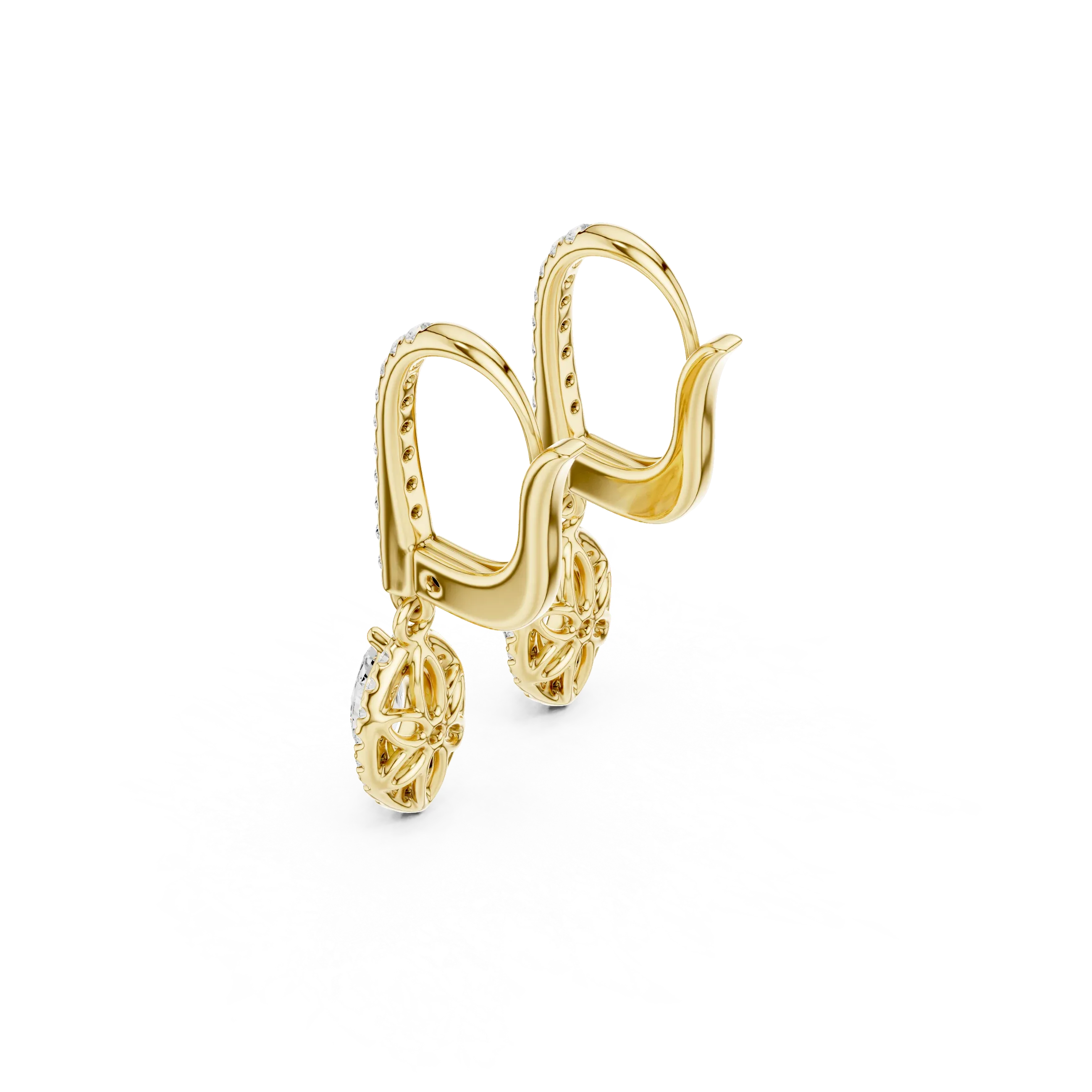 Marquise Cut VVS Diamond Gold Halo Drop Earrings