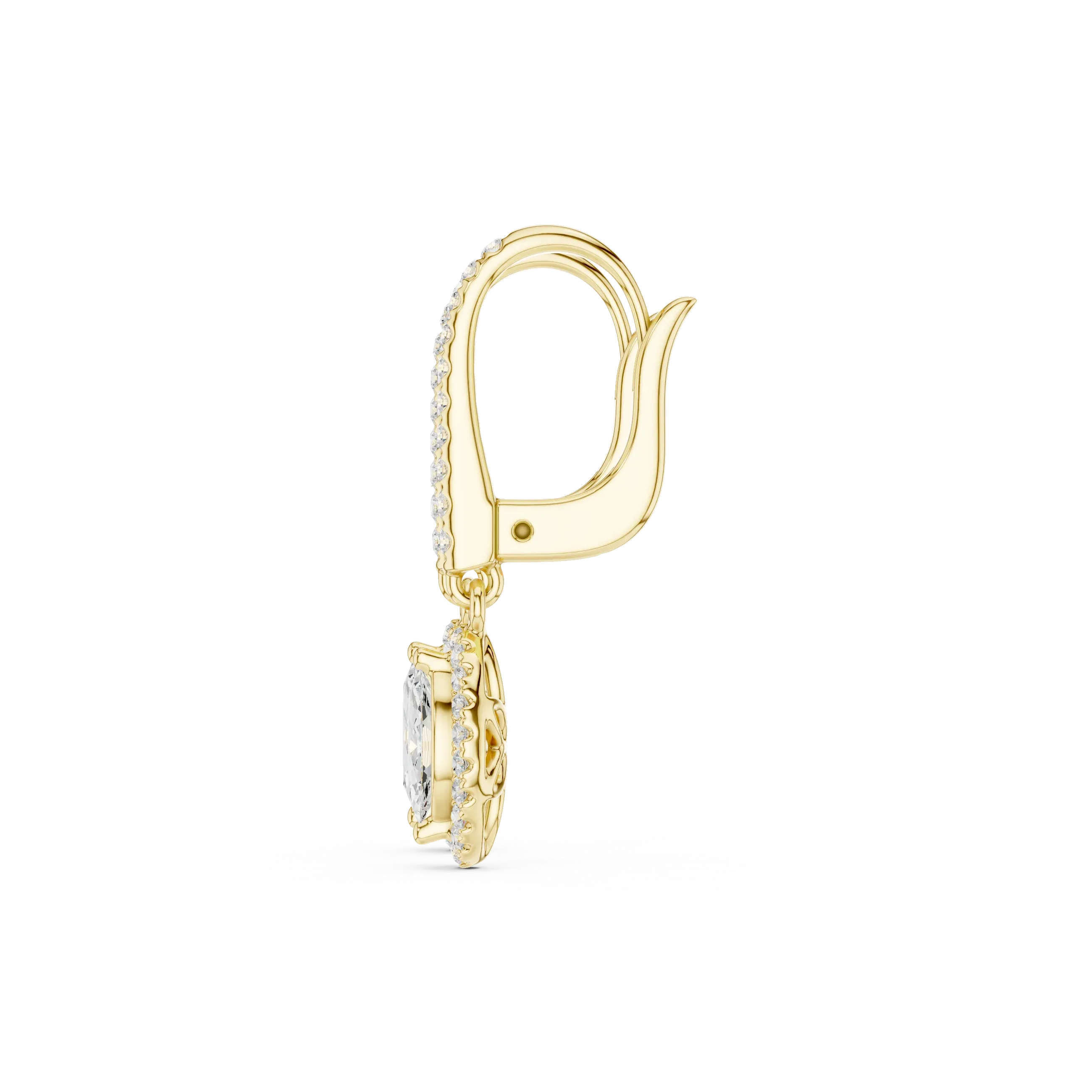 Marquise Cut VVS Diamond Gold Halo Drop Earrings