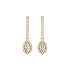 Marquise Cut VVS Diamond Gold Halo Drop Earrings