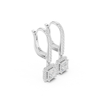 Princess Cut VVS Diamond Gold Halo Drop Earrings