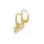 Princess Cut VVS Diamond Gold Halo Drop Earrings