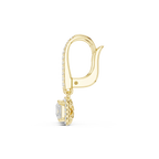 Princess Cut VVS Diamond Gold Halo Drop Earrings