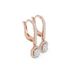 Radiant Cut VVS Diamond Gold Halo Drop Earrings