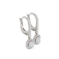 Radiant Cut VVS Diamond Gold Halo Drop Earrings