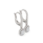 Radiant Cut VVS Diamond Gold Halo Drop Earrings