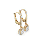 Radiant Cut VVS Diamond Gold Halo Drop Earrings