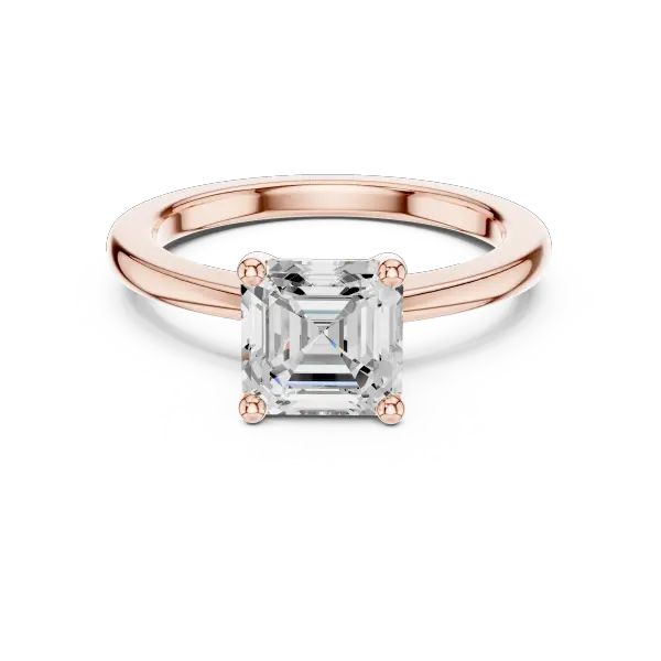 Asscher Cut Step-Cut Solitaire Engagement Ring in 14K White Gold