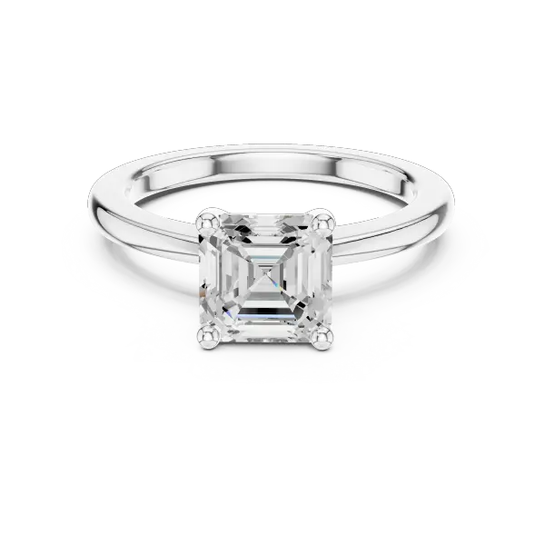 Asscher Cut Step-Cut Solitaire Engagement Ring in 14K White Gold