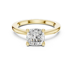 1.50 Ct Lab Grown Diamond Cushion Cut Solitaire Engagement Ring in 14K Yellow Gold