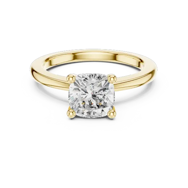 1.50 Ct Lab Grown Diamond Cushion Cut Solitaire Engagement Ring in 14K Yellow Gold