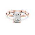 Moissanite Diamond Emerald Cut Solitaire Ring in 18K Rose Gold Ring