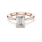Moissanite Diamond Emerald Cut Solitaire Ring in 18K Rose Gold Ring