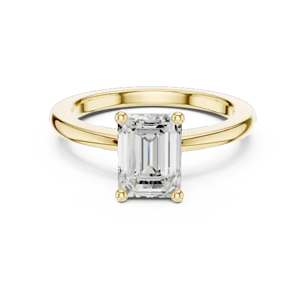 Moissanite Diamond Emerald Cut Solitaire Ring in 18K Rose Gold Ring