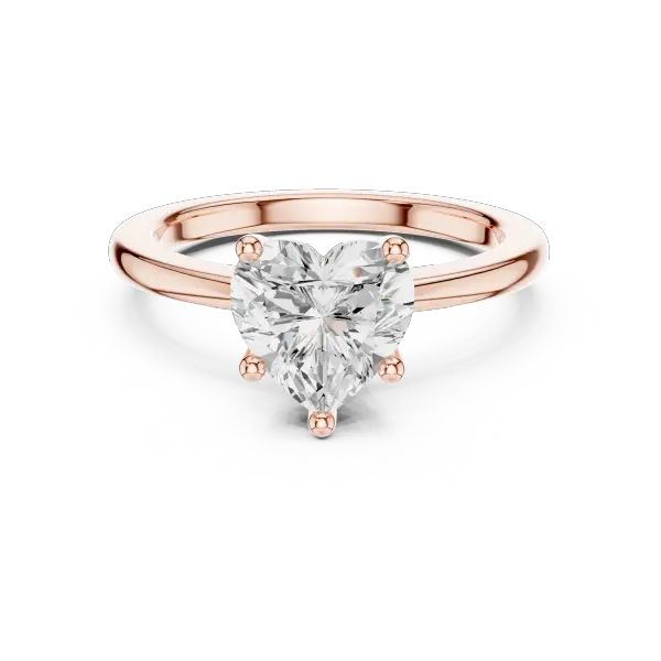 Heart Cut Solitaire Engagement Ring in 14K White Gold with Polished Band