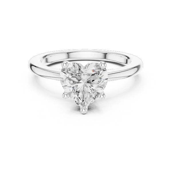 Heart Cut Solitaire Engagement Ring in 14K White Gold with Polished Band