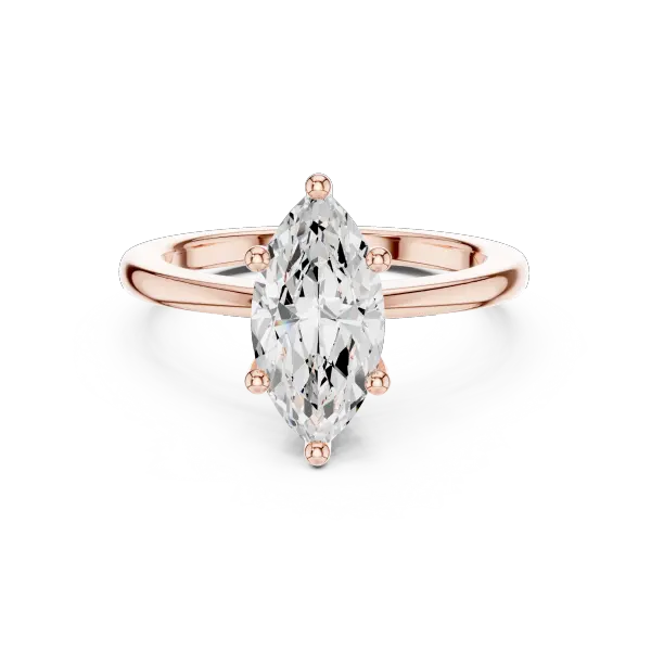 Lab Grown Diamond Marquise Cut Solitaire Engagement Ring in 14K White Gold