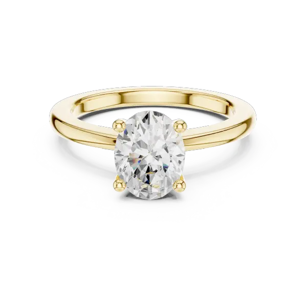 Moissanite Oval Solitaire Engagement Ring 18K Yellow Gold