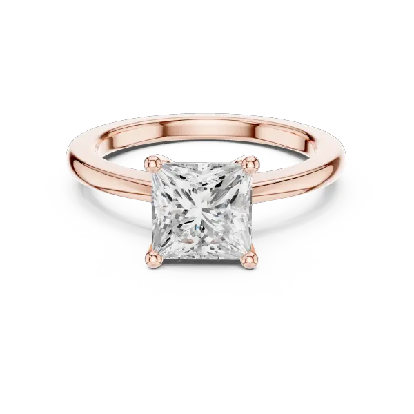 Classic Princess 10K White Gold Moissanite Diamond Solitaire Ring