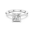 Classic Princess 10K White Gold Moissanite Diamond Solitaire Ring