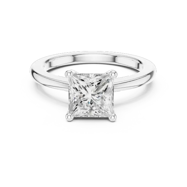 Classic Princess 10K White Gold Moissanite Diamond Solitaire Ring
