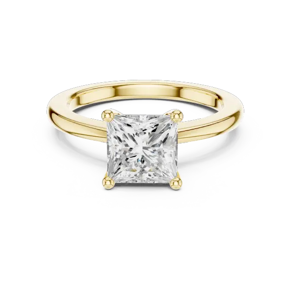 Classic Princess 10K White Gold Moissanite Diamond Solitaire Ring