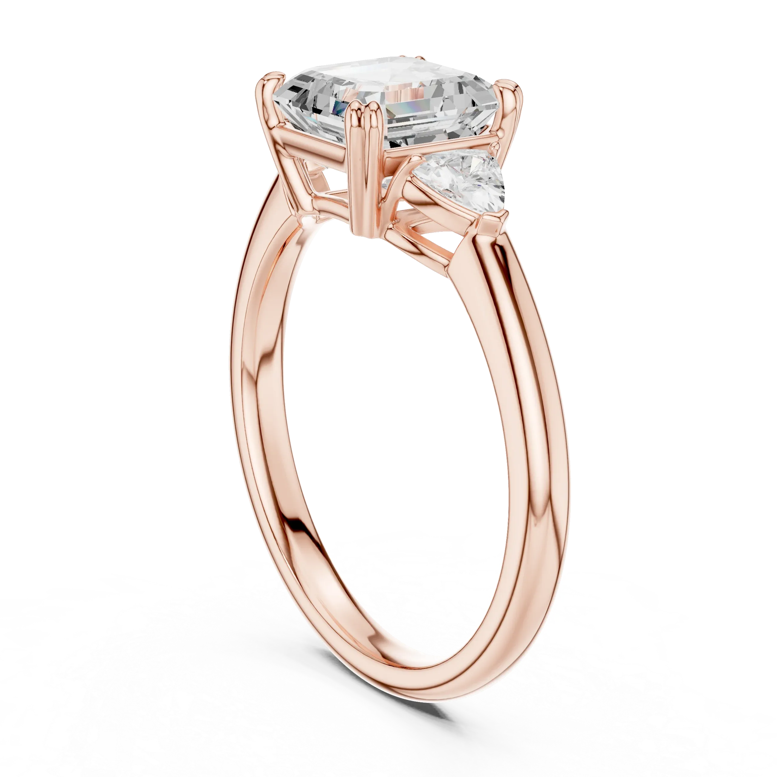 2.40 CTTW VVS1 D Color Asscher Cut Three Stone Diamond Engagement Ring