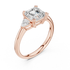 2.40 CTTW VVS1 D Color Asscher Cut Three Stone Diamond Engagement Ring