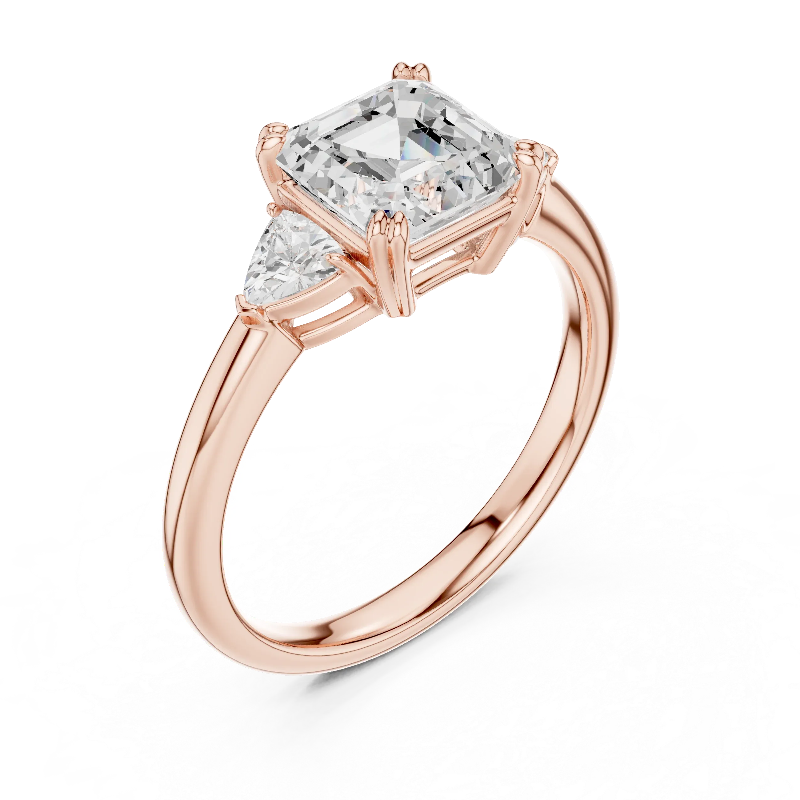 2.40 CTTW VVS1 D Color Asscher Cut Three Stone Diamond Engagement Ring